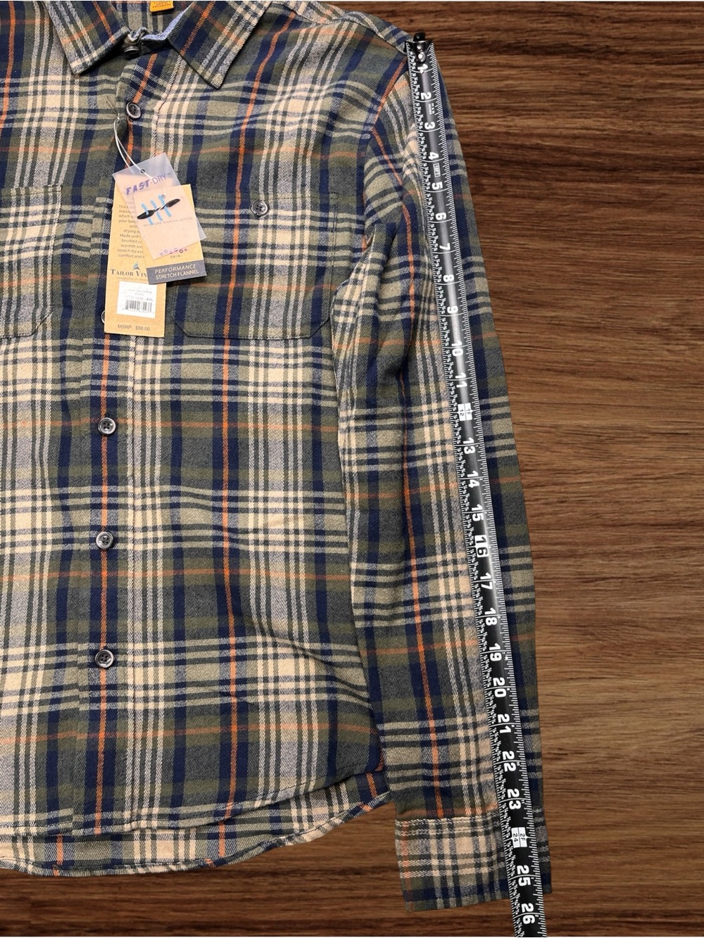 Tailor Vintage Men’s Army Telluride Plaid Stretch Flannel Shirt. Size Small. - Picture 6 of 10